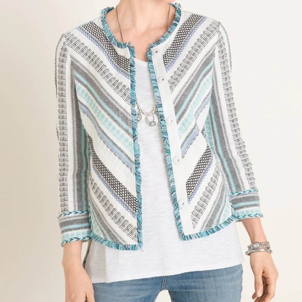 Chico's structures striped cardigan size 1